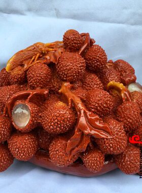 仿寿山石摆件荔枝芙蓉石原石摆饰瓜果品客厅玄关办公室桌面装饰品