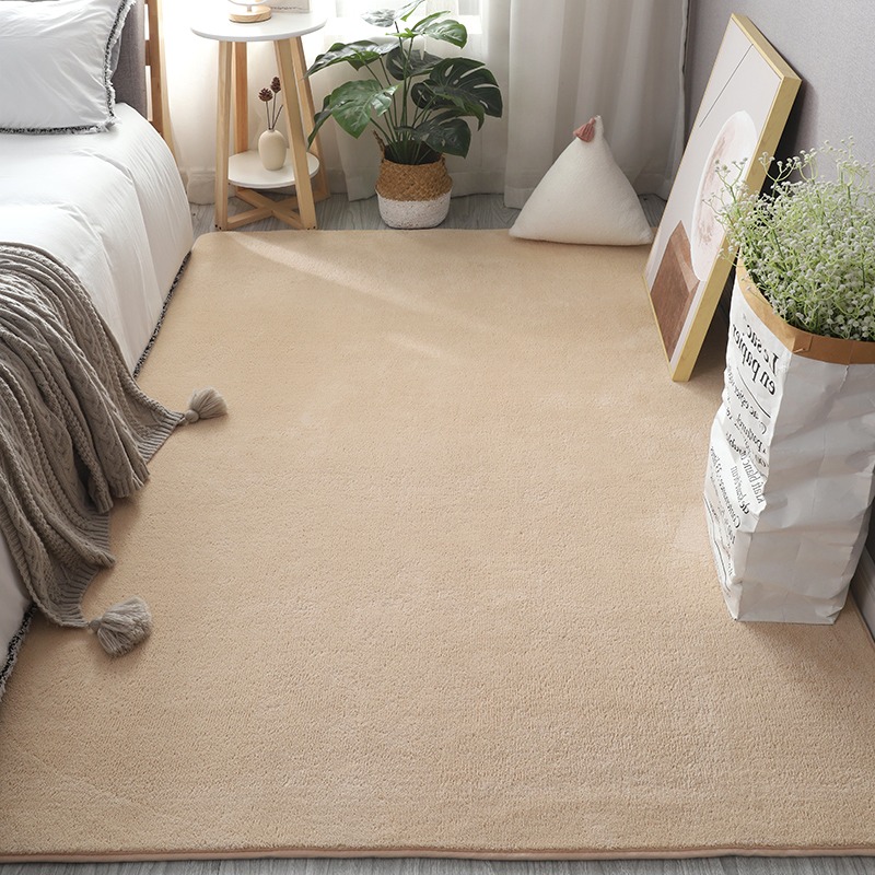 地毯白色客厅2023新款加厚卧室牀边垫可睡N可坐纯色主卧牀前毯全