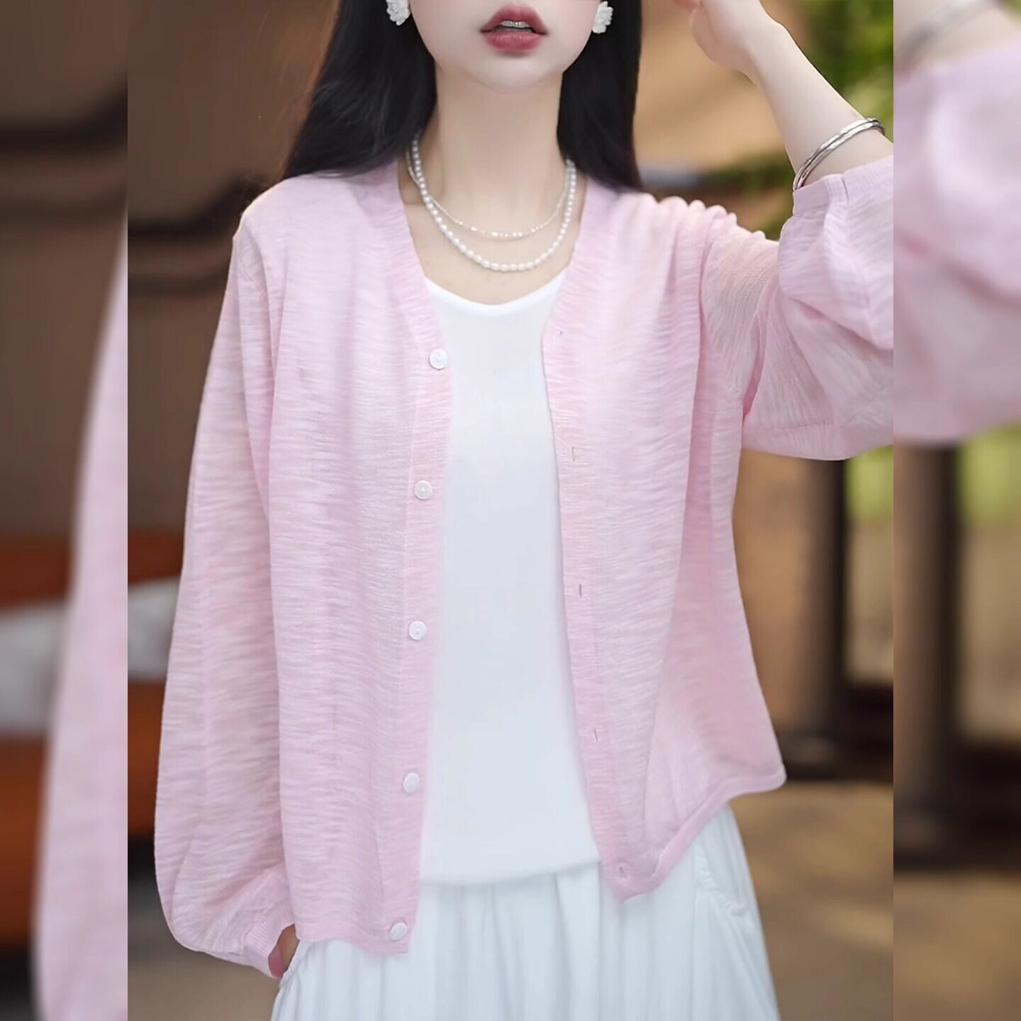 洋气竹节麻单排扣针织开衫女夏宽松显瘦百搭薄款防晒外套上衣潮