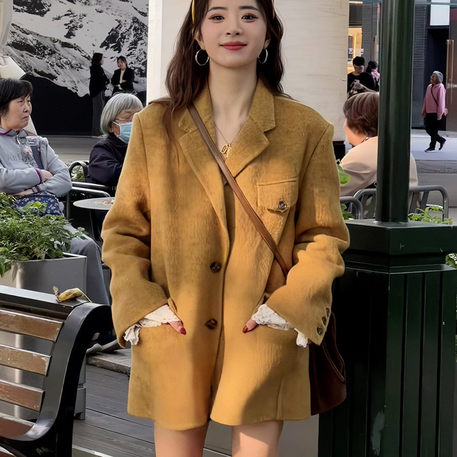 高端夹棉加厚法式复古西