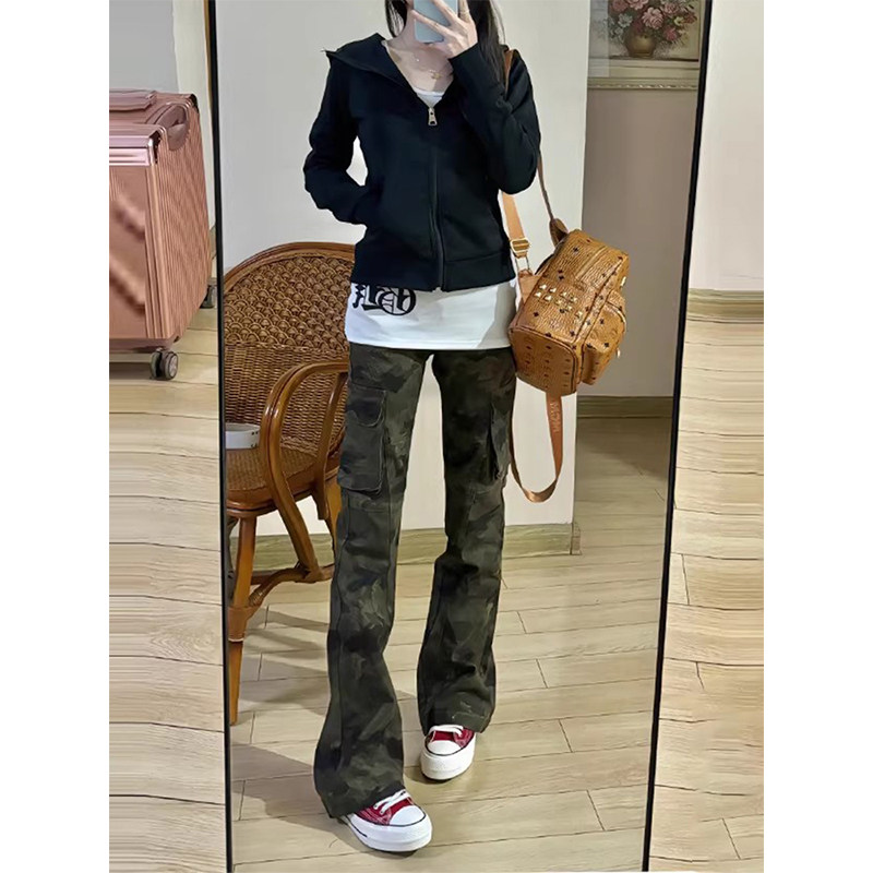 美式复古迷彩工装裤女款