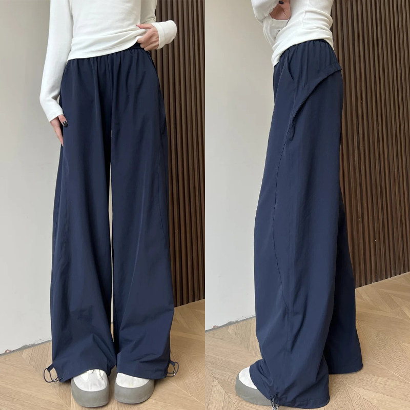 藏青色裤子女款宽松bf慵