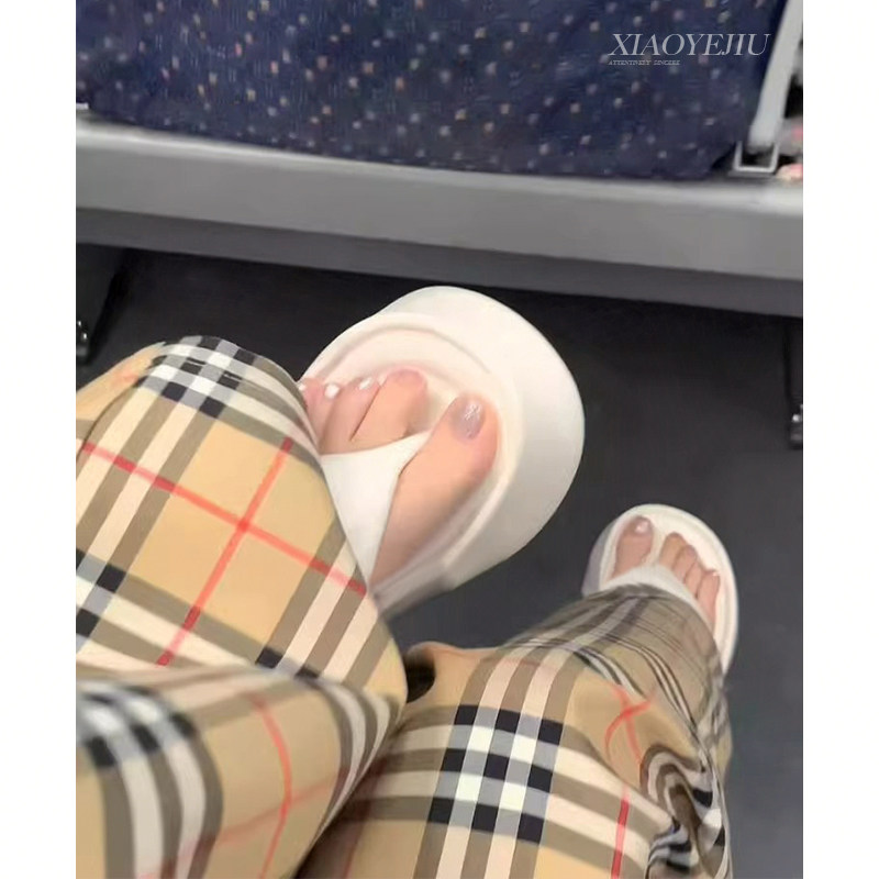 白色厚底人字拖鞋女夏外