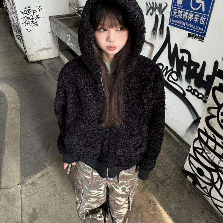 毛绒外套女2025新款爆款