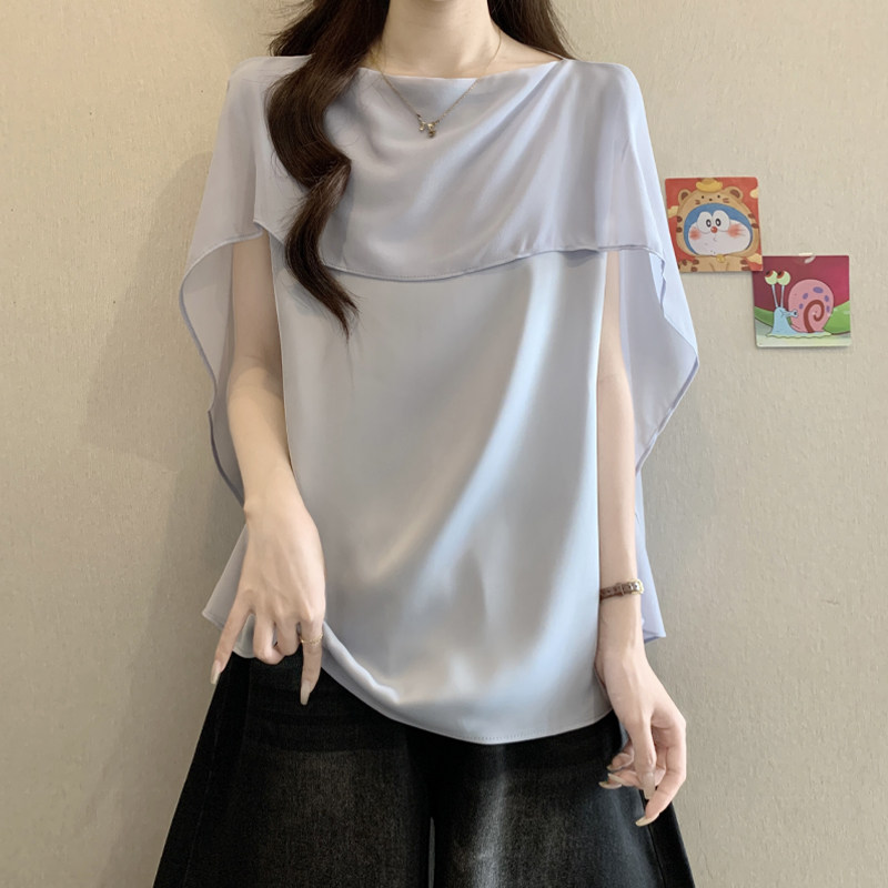 缎面短袖衬衫女夏季2026