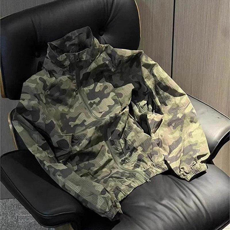 夏季轻薄透气立领迷彩防