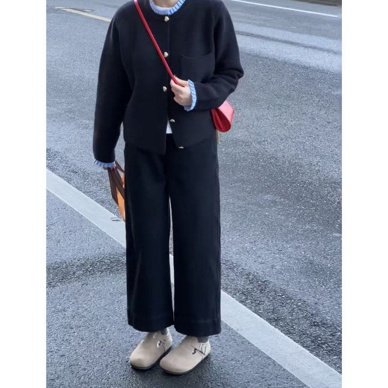 黑色裤子女款2026新款梨型身材大尺码胖mm小个子九分烟管直筒牛仔