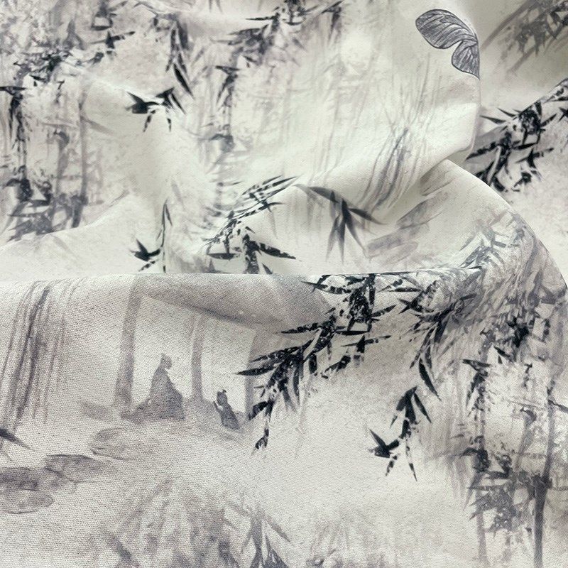 国风汉服印花面料竹叶 秋新品全涤印花布 新中式旗袍女装印花布料,纺织面料/辅料/配套,印花面料,淘宝优惠券,粉丝福利购,淘宝优惠卷