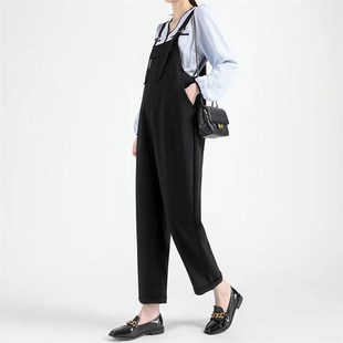 秋季 宽松显瘦托腹吊带裤 外穿时尚 外穿卷边阔腿裤 春秋款 孕妇背带裤