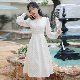外出哺乳衣大码 国风改良旗袍连衣裙春秋收腰喂奶衣长裙产后嫩妈款