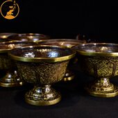 象瑞阁佛前供水碗尼泊尔手工制作红铜供碗 7个装 大小号供碗供杯