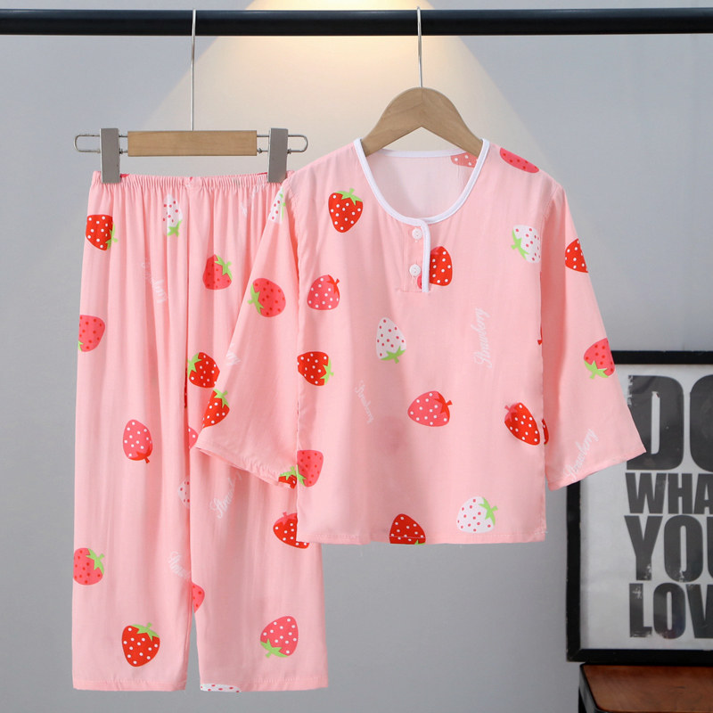 儿童棉绸睡衣夏季薄款男童女童绵绸长袖小女孩宝宝空调家居服套装,童装/婴儿装/亲子装,家居服套装,淘宝优惠券,粉丝福利购,淘宝优惠卷