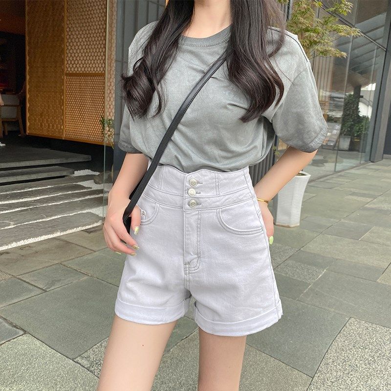 这颜色太好看了~!超浅灰色超高腰牛仔短裤女夏季新款阔腿热裤子,女装/女士精品,牛仔裤,淘宝优惠券,粉丝福利购,淘宝优惠卷