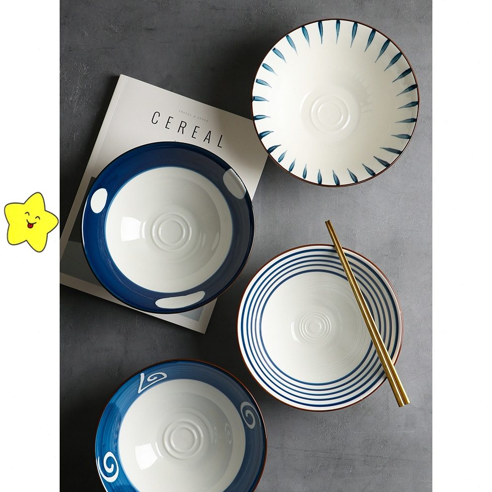 日式面碗大号陶瓷碗斗笠碗拉面碗餐具面条大碗单个汤碗喇叭泡面碗