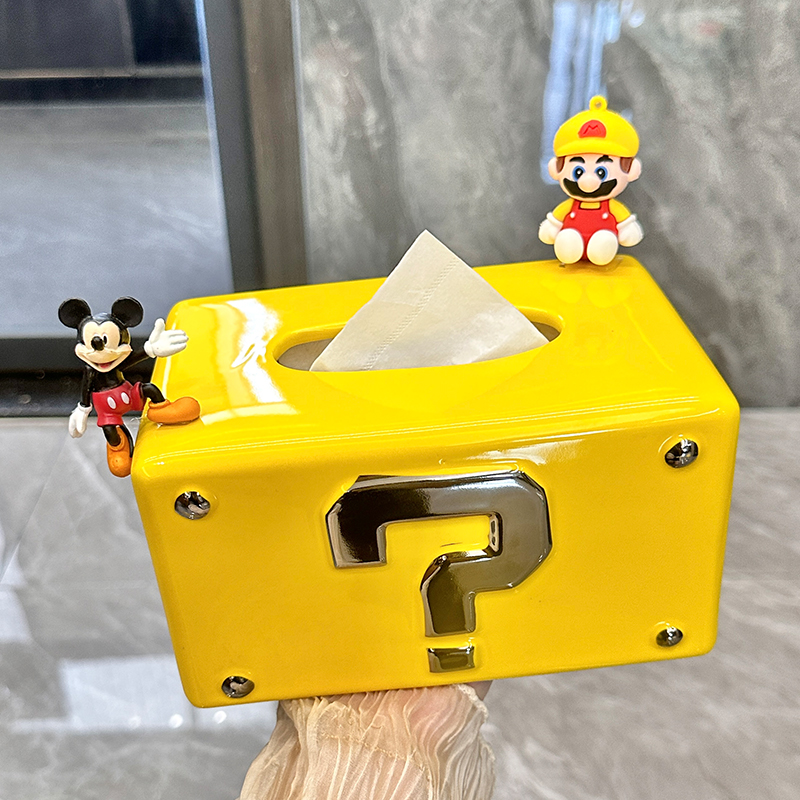 轻奢风陶瓷纸巾盒摆件客厅高档端抽纸盒创意家R用茶几问号餐巾纸