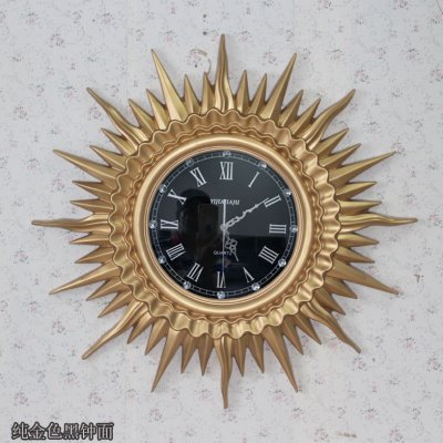 欧式大号太阳挂钟复古静音客厅餐厅挂钟创意沙发背景墙装饰石英钟