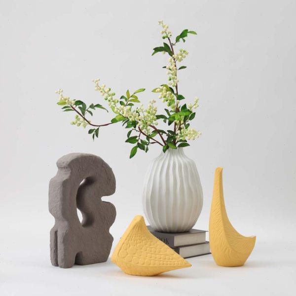 法式波浪白色陶瓷花花器摆件样板间客厅餐桌现简约插花装饰品,家居饰品,花瓶,淘宝优惠券,粉丝福利购,淘宝优惠卷