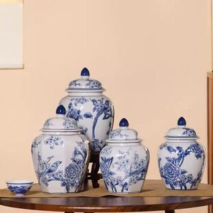 新中式瓶可水培养花瓶青花瓷插花摆件鲜花瓶陶瓷餐桌书房装饰罐子