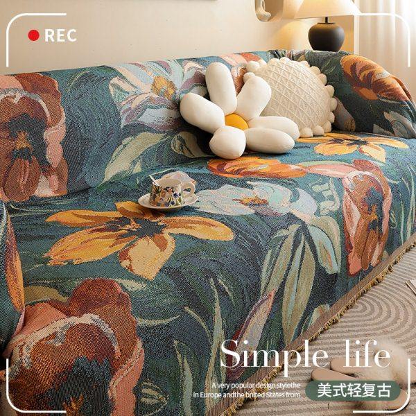 复古高级感沙发盖布巾2024新款全包一片式沙发垫套罩四季通用盖毯,居家布艺,沙发垫,淘宝优惠券,粉丝福利购,淘宝优惠卷