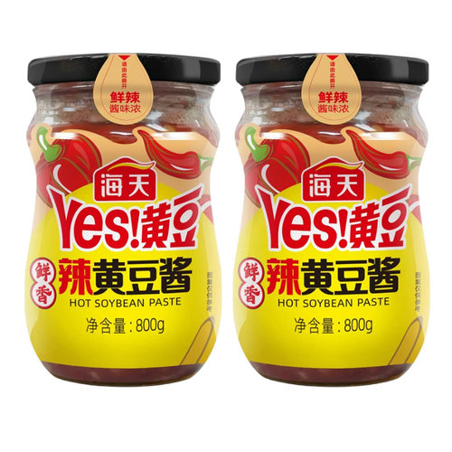 海天鲜香辣黄豆酱800g瓶装