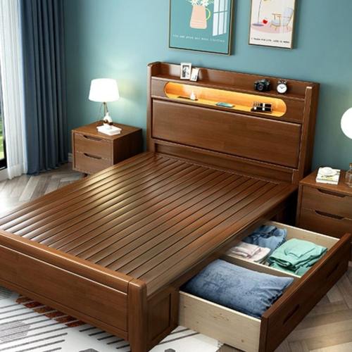 儿童床1米小床1.2米1.35青少年1米2带抽屉床储物床1米5实木单人床