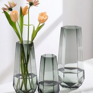 网红花瓶摆件客厅插花北欧创意简约玻璃透明原色轻奢鲜花百合水养