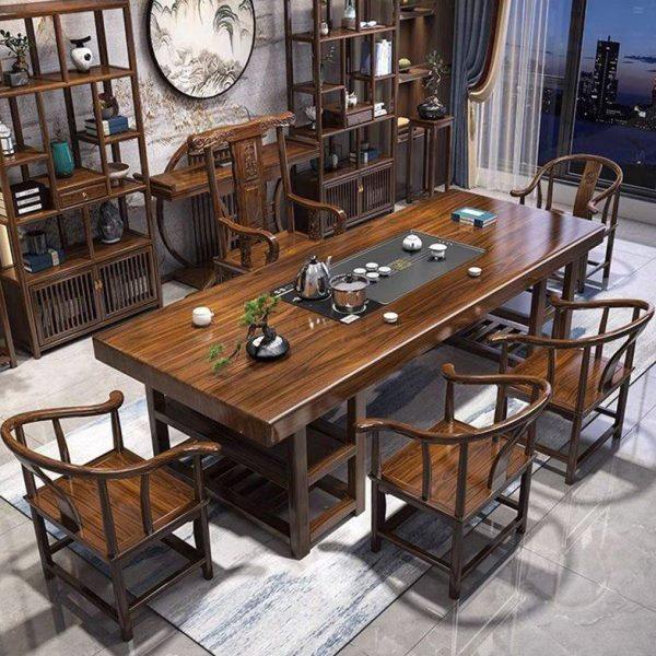 实木大板茶桌椅组合新中式一体五椅公室泡茶台客厅家用原木茶几,商业/办公家具,茶台/茶桌,淘宝优惠券,粉丝福利购,淘宝优惠卷