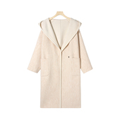 甜甜粉丝专享 宽松连帽双面呢毛呢外套885016