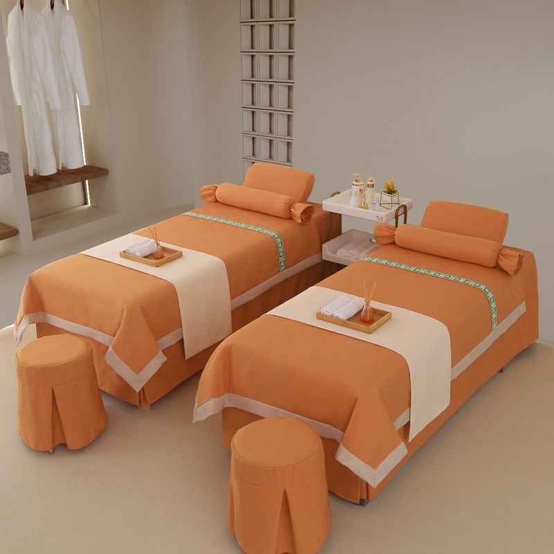 美容床罩四件g套高端纯色高档轻奢网红美容院按摩头疗床罩四季通