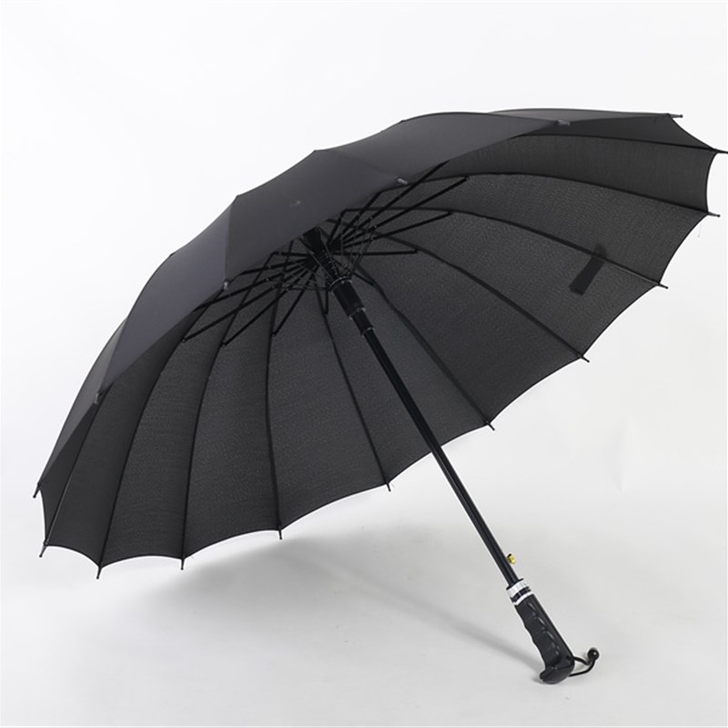 16骨纯素色自动长柄伞商务u男女通用晴雨抗风直杆伞定制logo印字