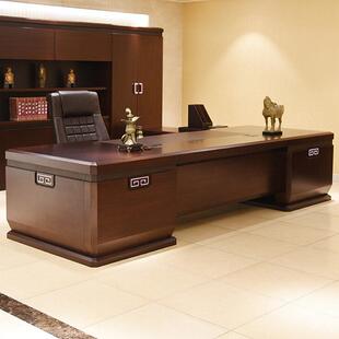 高档老板桌实木贴皮总裁桌新董事长中式大班台总经理办公桌椅组合