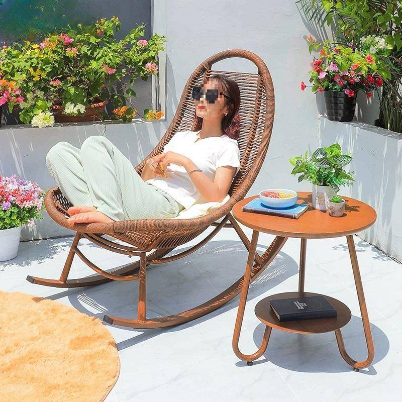 摇摇椅藤编躺椅阳台休闲简约庭院藤椅懒人沙发可躺可睡户外摇摇椅