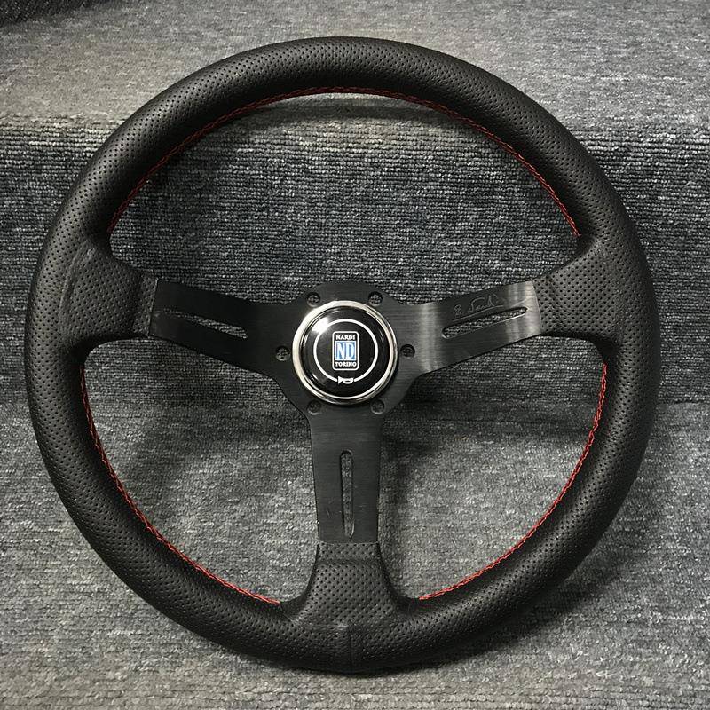 汽车改装方向盘赛车方向盘飞度GK5竞技快拆14寸真皮方向盘通用型