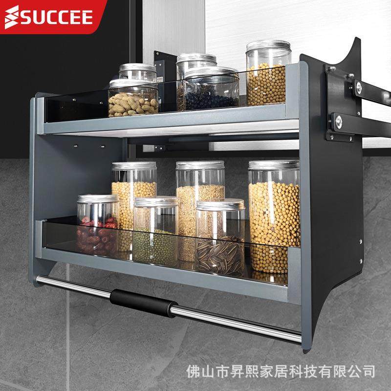 厨房吊柜玻璃升降拉篮橱柜上下缓冲开门式调料调味篮下拉式厨柜厂,畜牧/养殖物资,畜牧/养殖器械,淘宝优惠券,粉丝福利购,淘宝优惠卷