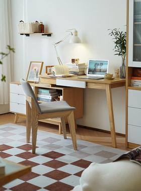 木月转角书桌现代简约可伸缩书桌大小户型书房可旋转电脑学习桌