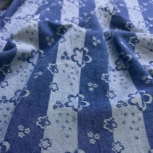 柔软小碎花纯棉提花面料牛仔洗水布料服装连衣裙外套裤装厚款面料