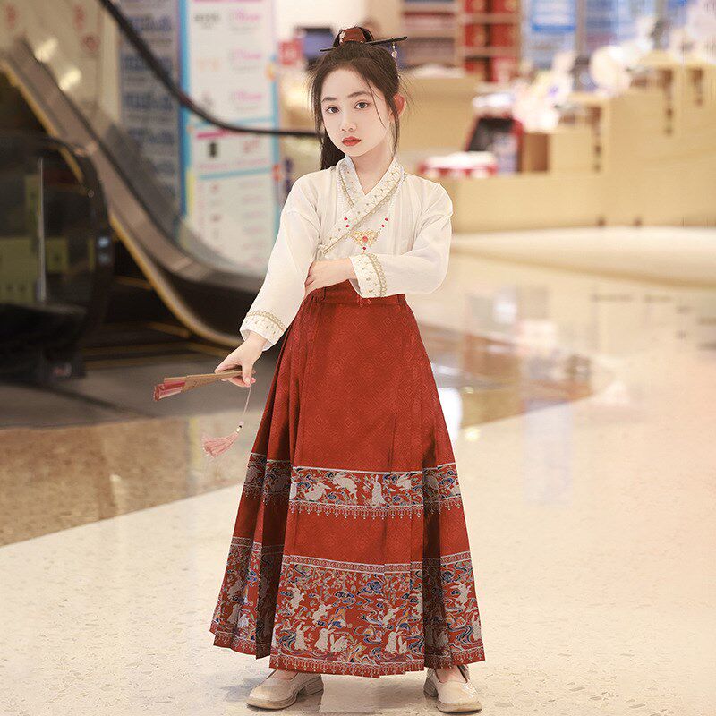 马面裙女童汉服改良唐装古风女套装夏天小女孩中国风明制儿童秋冬图片