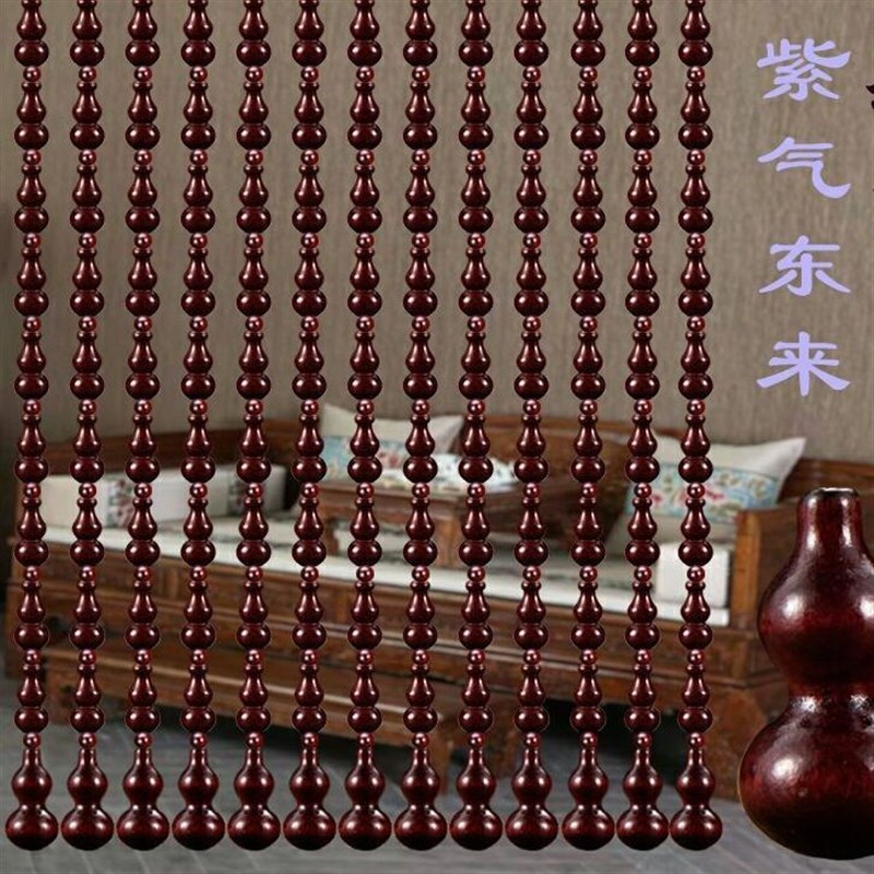 桃木门帘2023新款客厅玄关水晶珠帘珠子葫芦门对门民族遮挡免打孔图片