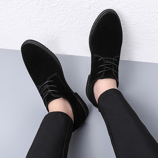 翻毛皮鞋男冬季新款英伦真皮低帮皮鞋男百搭潮2023男鞋子磨砂板鞋