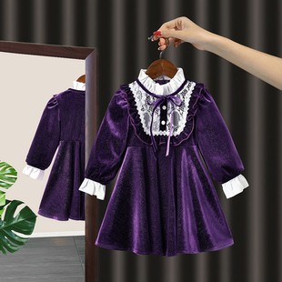 女童连衣裙春秋女孩新款儿童洋气公主裙网红宝宝红色生日周岁裙子