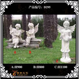 欧式 男孩女孩小天使砂岩情景雕塑公园公共场所音乐小孩雕塑摆件