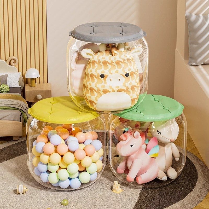 收纳凳儿童玩具娃娃收纳桶玩偶透明储物凳子收纳箱家用带盖储物箱,收纳整理,毛绒玩具收纳桶/箱,淘宝优惠券,粉丝福利购,淘宝优惠卷