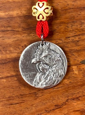 生肖纯银吊坠新款项链纯铜纪念个性刻字国潮鸡年999银饰