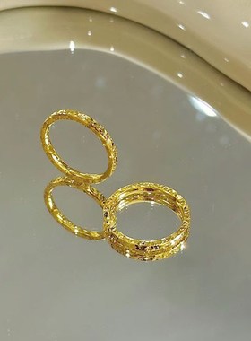 碎碎冰戒指女纯银999小众设计闭口素圈碎冰冰食指尾戒潮新年礼物