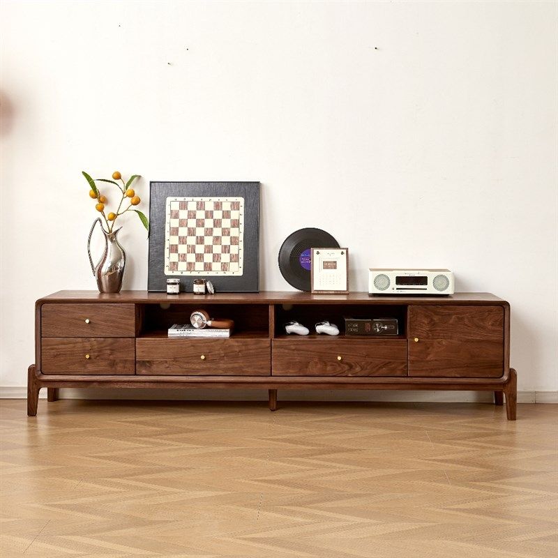 黑胡桃木电视柜轻奢实储物柜原木家具茶几组合客厅北欧简约小户型,住宅家具,电视柜,淘宝优惠券,粉丝福利购,淘宝优惠卷