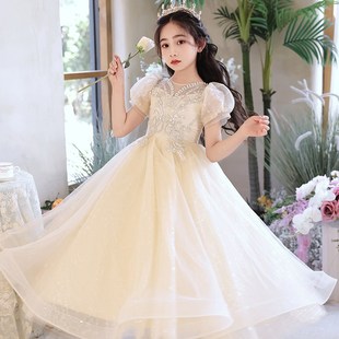 儿童钢琴演奏礼服女童轻奢小众高端生日公主裙小主持人演出服夏季