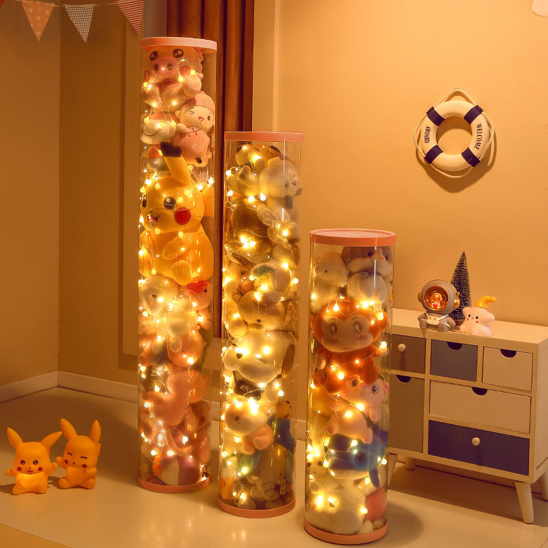 毛绒玩具娃娃收纳桶儿童玩偶收纳箱公仔整理神器透明PVC圆柱筒,收纳整理,毛绒玩具收纳桶/箱,淘宝优惠券,粉丝福利购,淘宝优惠卷