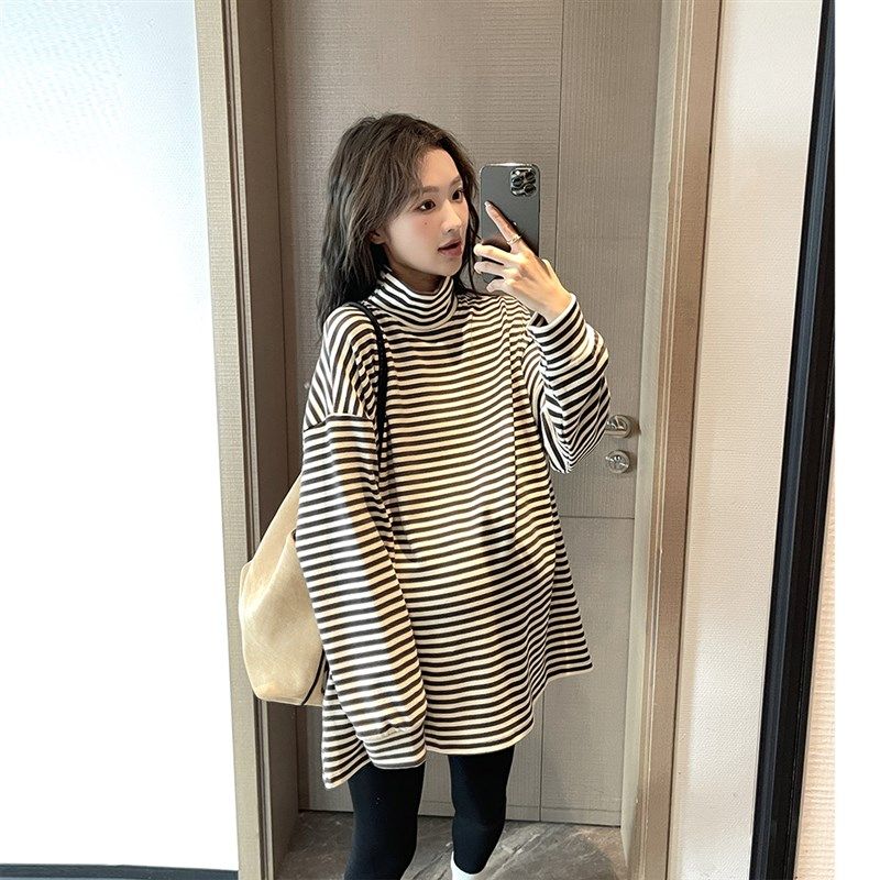 德绒保暖~孕妇内搭衣秋冬装立领宽松长袖大弹力条纹T打底衫百搭款,孕妇装/孕产妇用品/营养,T恤,淘宝优惠券,粉丝福利购,淘宝优惠卷