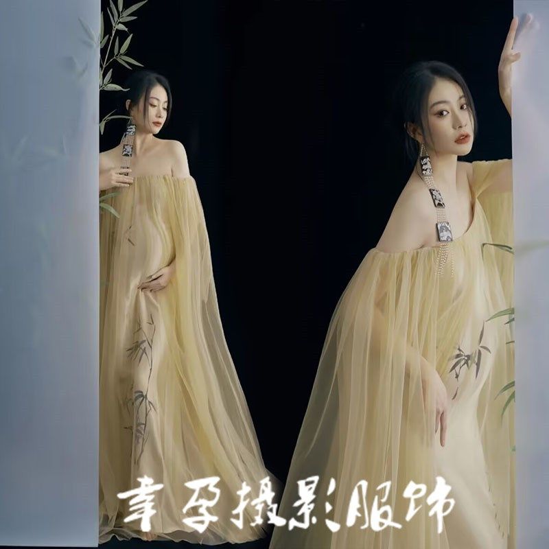 影楼孕妇拍照服装新款复古优雅气质水墨画抹胸裙孕妈咪艺术照摄影,孕妇装/孕产妇用品/营养,影楼服装,淘宝优惠券,粉丝福利购,淘宝优惠卷