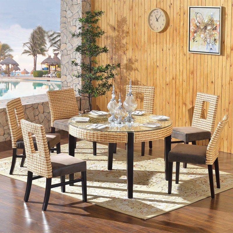 藤餐桌椅组合圆形1.2米 现代简约藤艺小户型餐桌餐厅饭店藤编圆桌,住宅家具,玻璃餐桌,淘宝优惠券,粉丝福利购,淘宝优惠卷